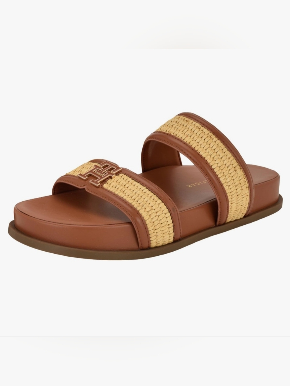 NWOT Tommy Hilfiger Women's Jiana Logo Footbed Slip-On Sandals - Brown - US 6M